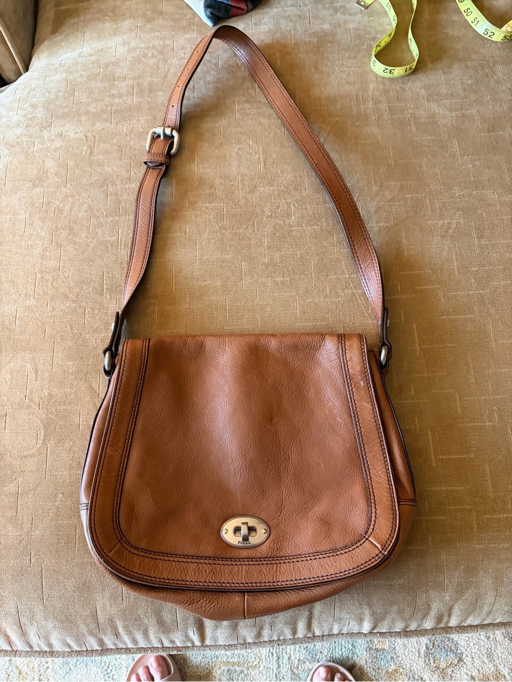 Fossil Vintage Marlow Leather Saddle Shoulder Bag in Brown